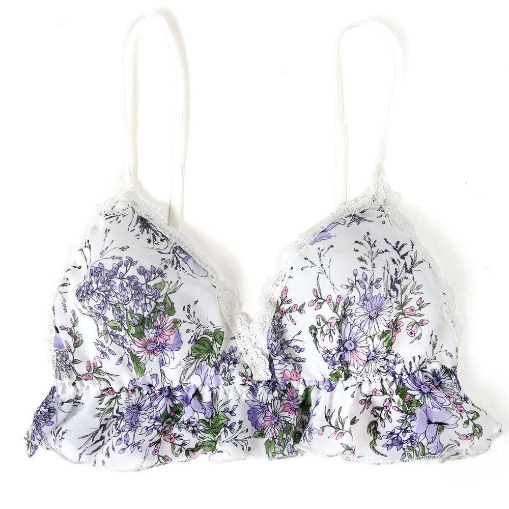 NWT Hanky Panky Violet Chiffon Ruffle Bralette S